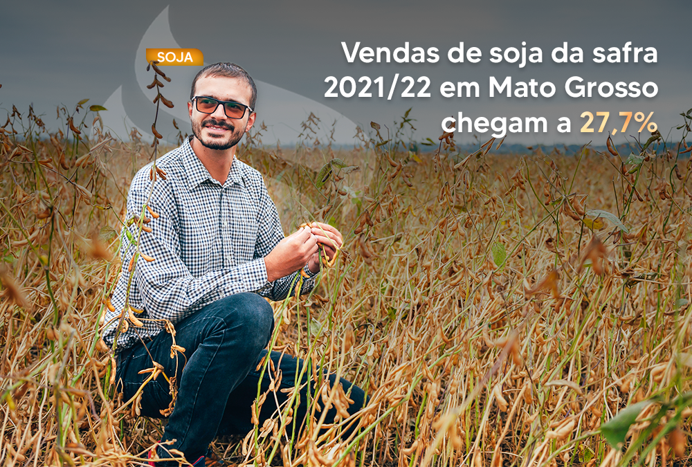 Vendas de soja da safra 2021/22 em Mato Grosso chegam a 27,7%